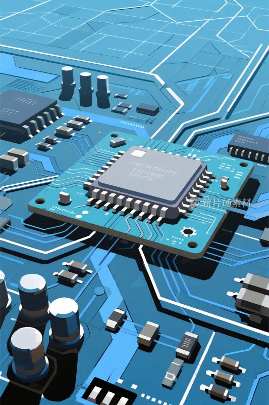科技感电路板芯片特写