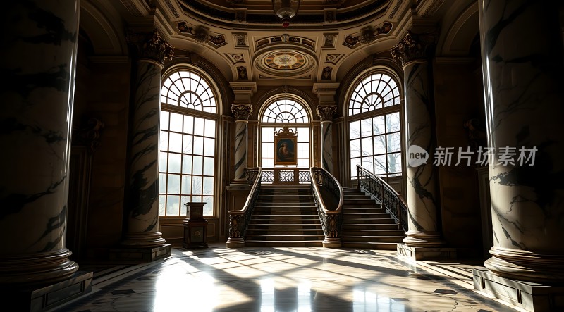 阳光下的宏伟宫殿内部