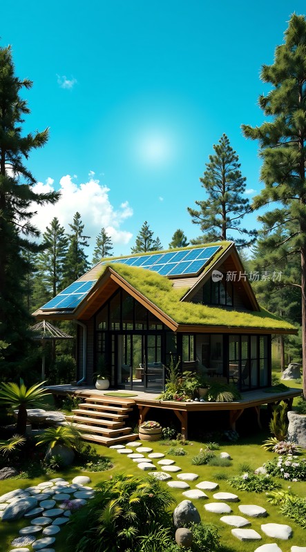 绿色生态小屋太阳能与自然和谐共处