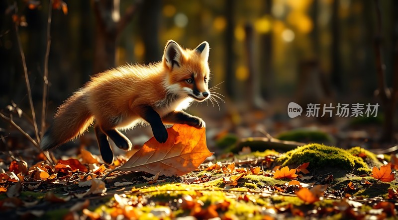 秋日森林中的小狐狸