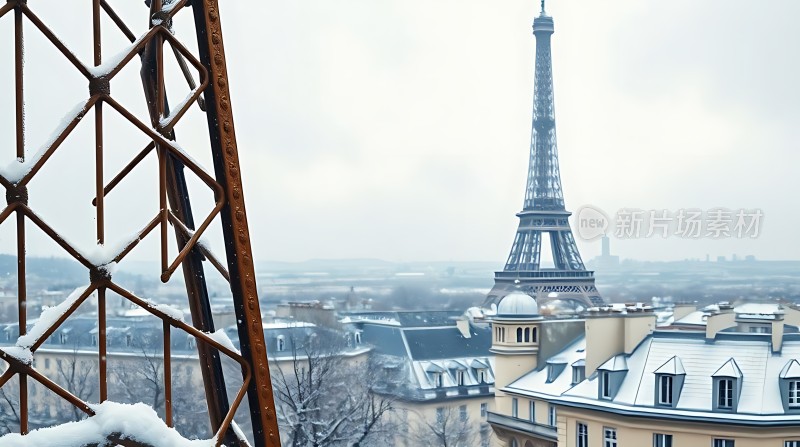 巴黎铁塔雪景
