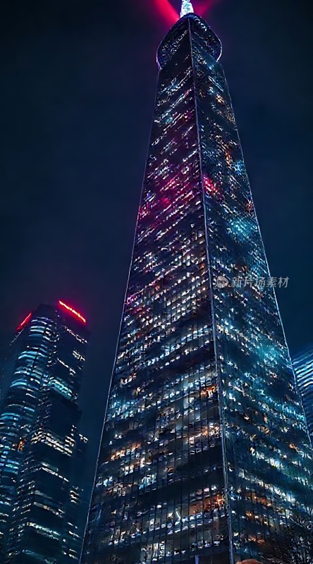 璀璨摩天大楼夜色中闪耀