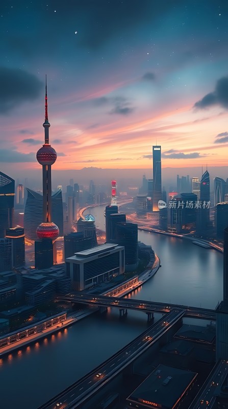 东方明珠与城市夜景