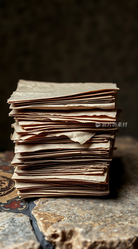 古旧纸张堆叠