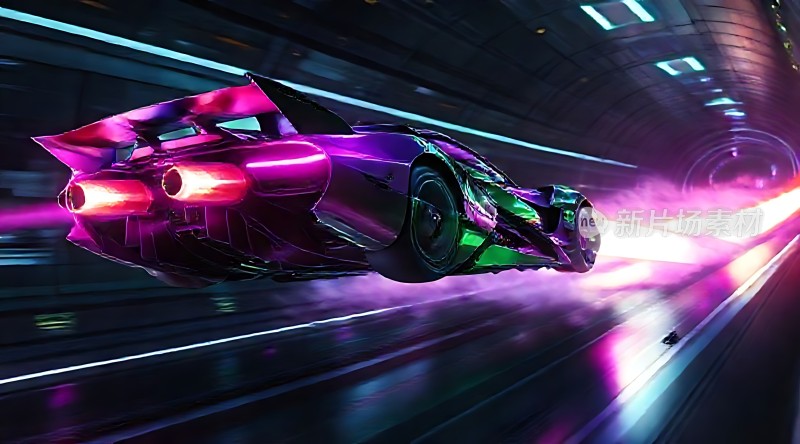 未来科技感跑车高速行驶