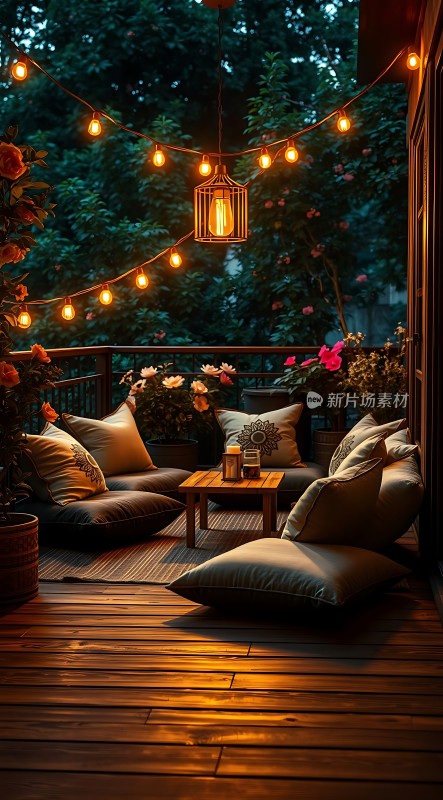 温馨夜晚户外休闲时光