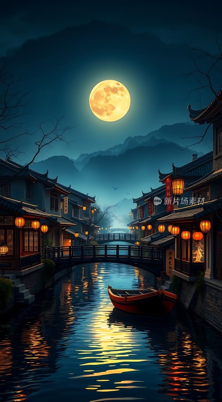 月下古街水乡情