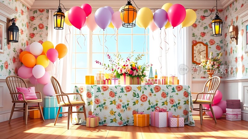 彩色气球派对温馨布置