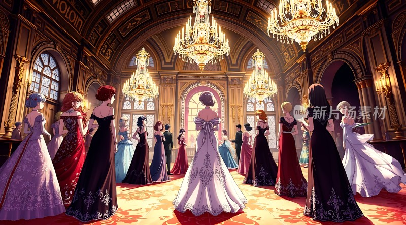 华丽舞会上的优雅女士们