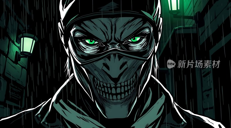 雨夜中的神秘面具侠