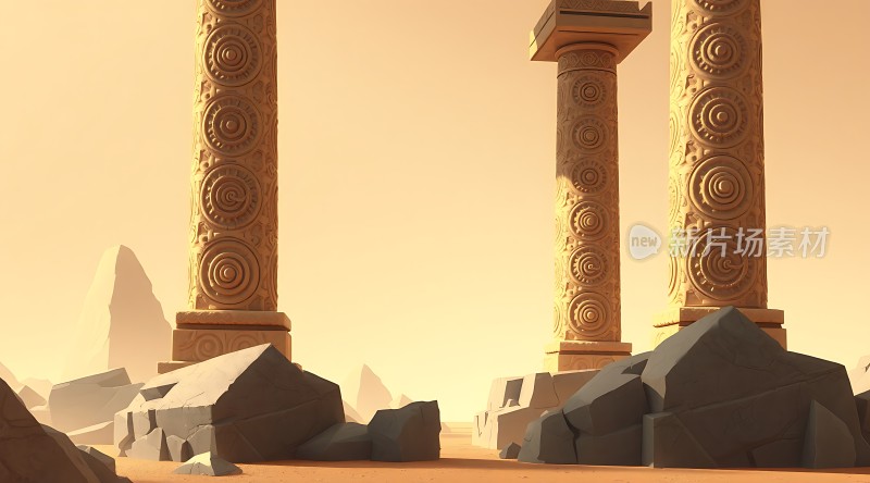 古柱遗迹沙漠中的神秘建筑