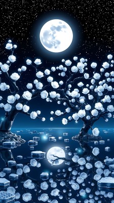 冰蓝夜月映花影 冰蓝夜月映花影