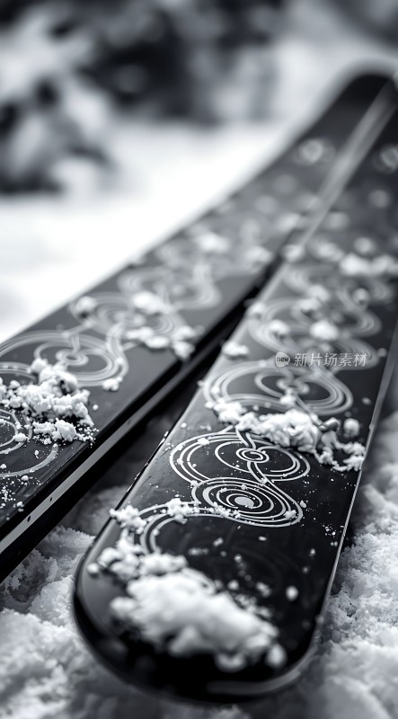 雪地上的滑雪板