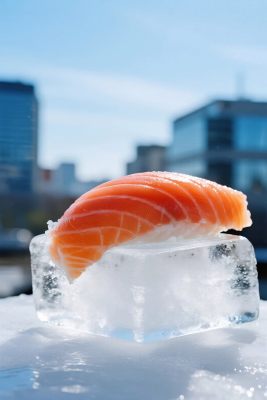 三文鱼寿司冰块美食