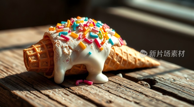 融化冰淇淋甜筒