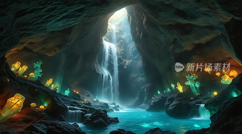 神秘洞穴瀑布奇景