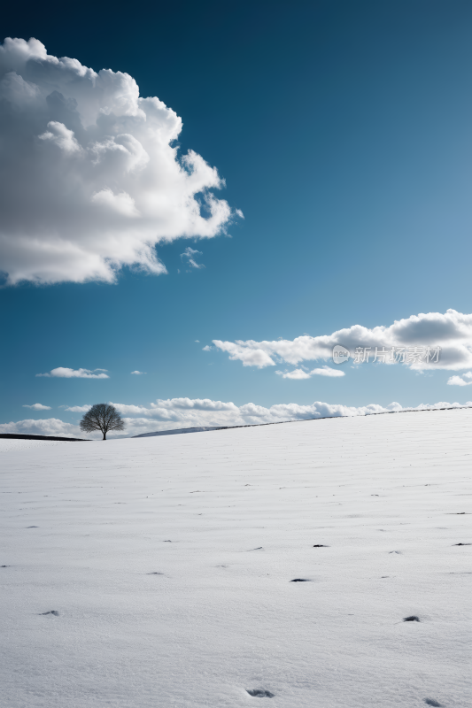 雪景中的一棵孤树高清风景摄影图片