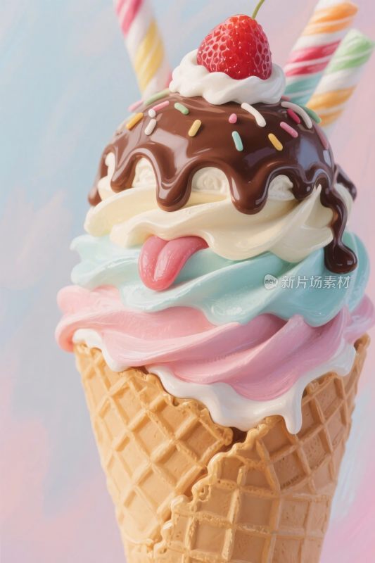 美味多彩冰淇淋甜筒