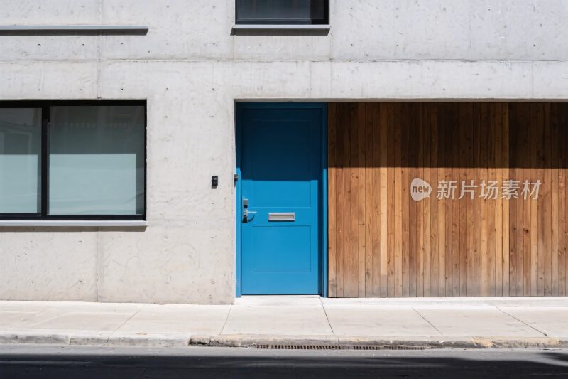 建筑外观蓝色门