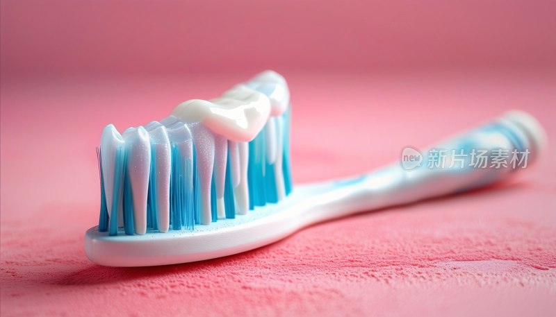 牙膏牙刷特写