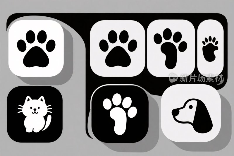 宠物与脚印图标插画