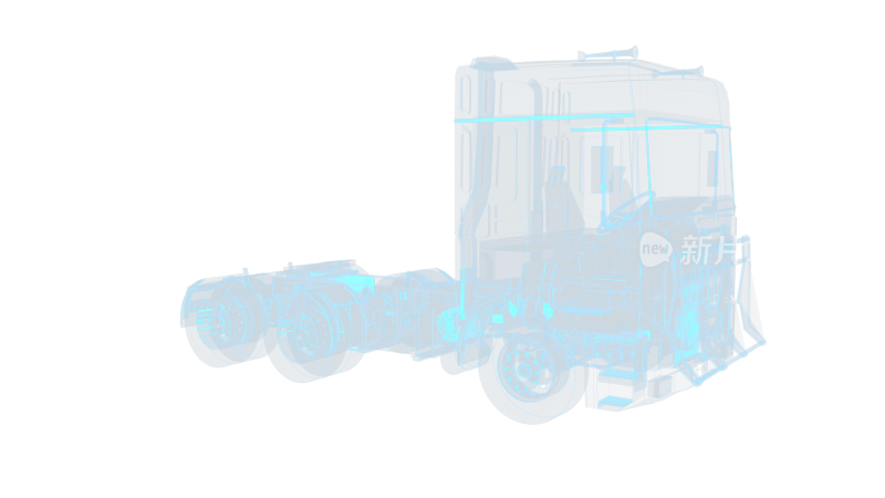 大卡车空车 大货车汽车 科幻透明赛博朋克