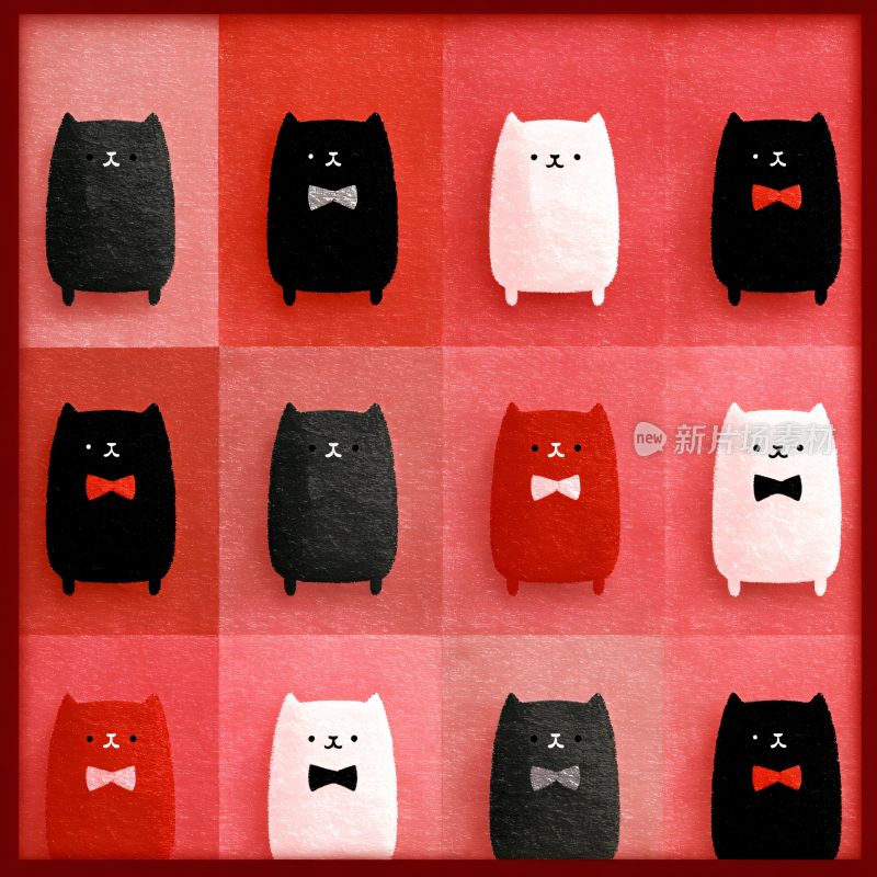 可爱猫咪图案插画