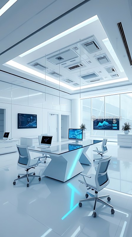 科技感十足的会议室未来主义风格办公空间