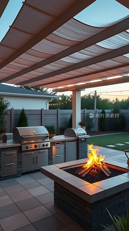 户外烧烤火坑聚会休闲区