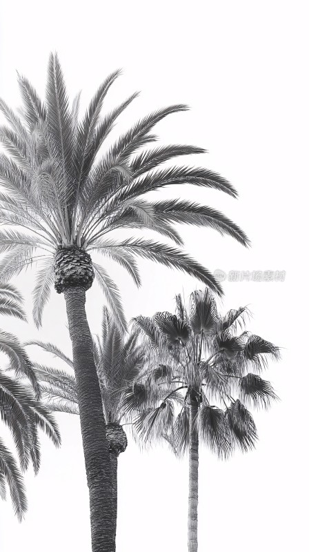黑白棕榈树画面