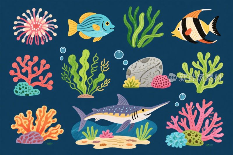 卡通海洋生物插画