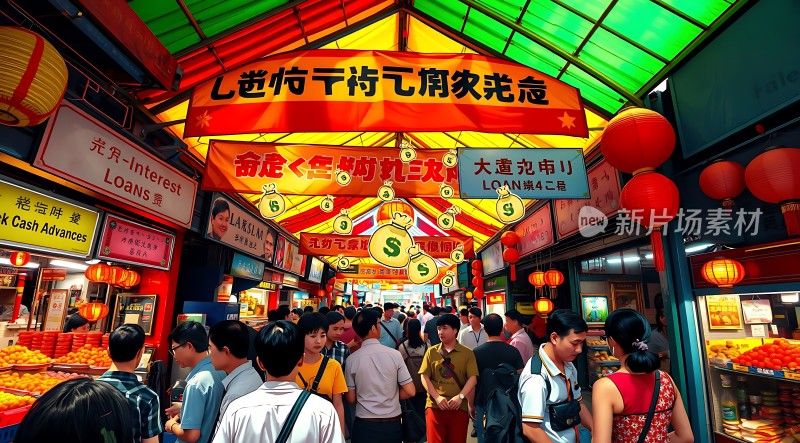 **繁华市场人潮涌动热闹非凡**