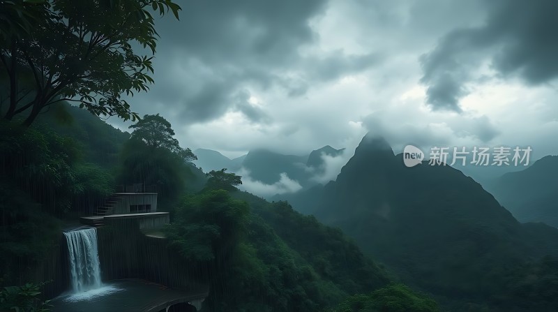 雨后山间瀑布飞流直下