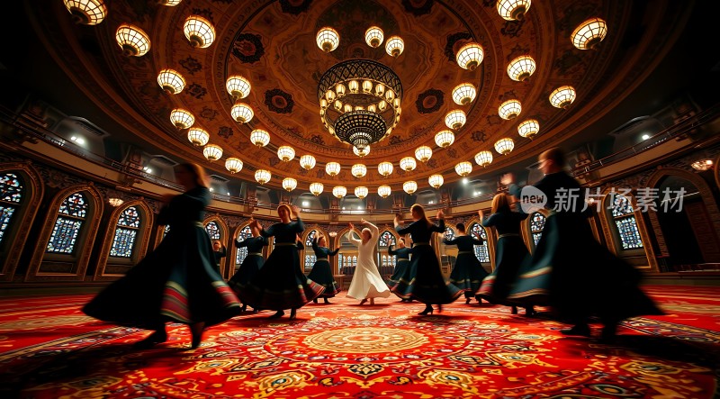 旋转舞者与华丽大厅