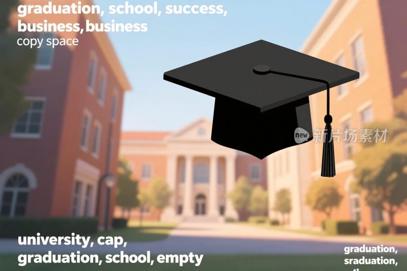 毕业帽校园插画