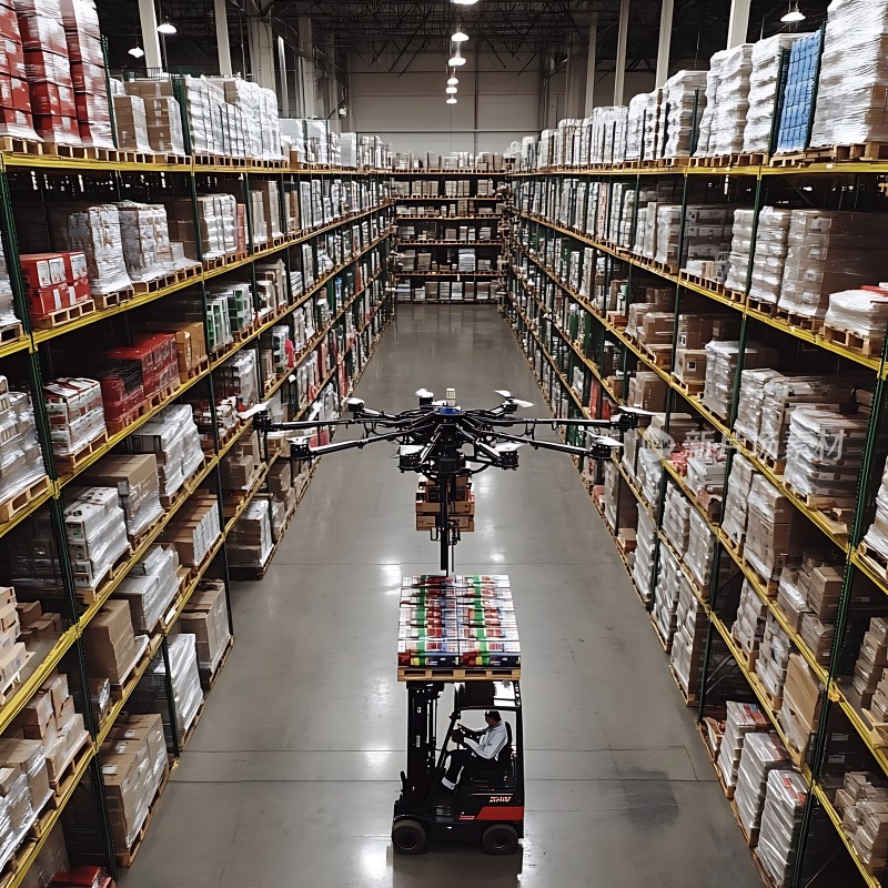 无人机仓库搬运货物