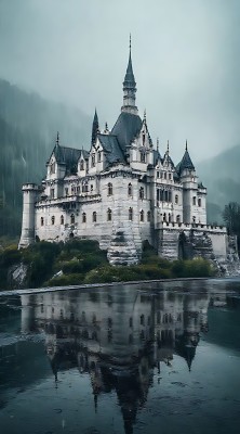 神秘古堡倒影湖畔
