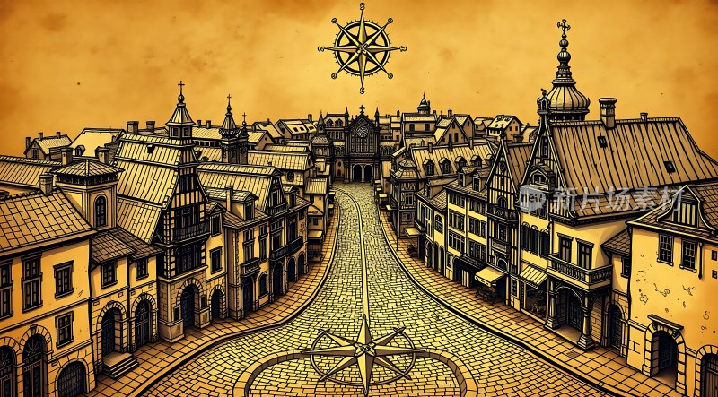 中世纪小镇风光