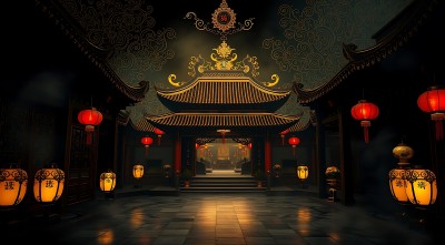 古风建筑灯笼夜景 古风建筑灯笼夜景