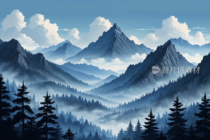 山景蓝天高清风景插图片