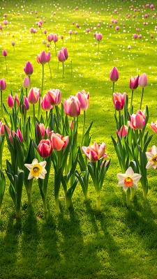 阳光下的郁金香与水仙花 阳光下的郁金香与水仙花