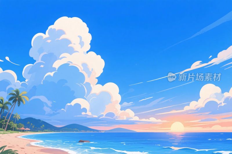 海滩风景插画