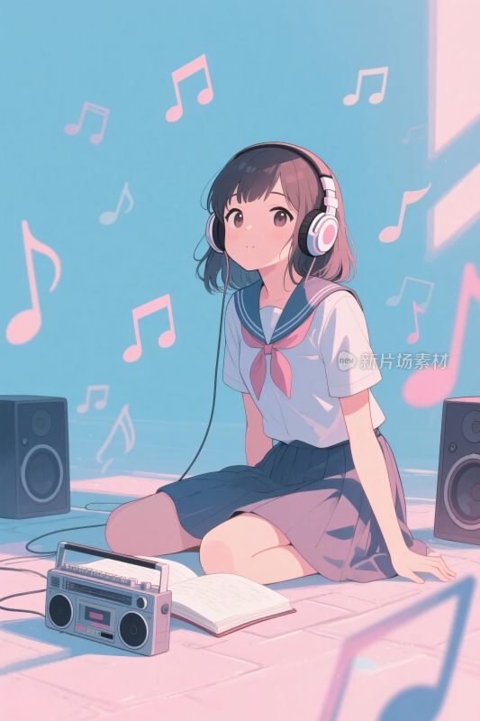 青春音乐校园插画