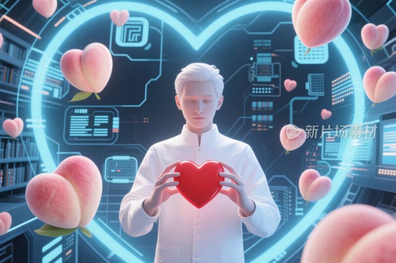 未来科技爱心主题插画