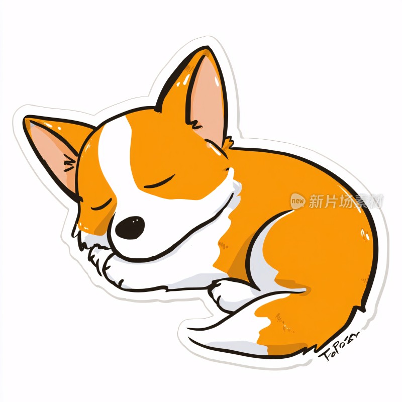 趴着睡觉的卡通小狐狸