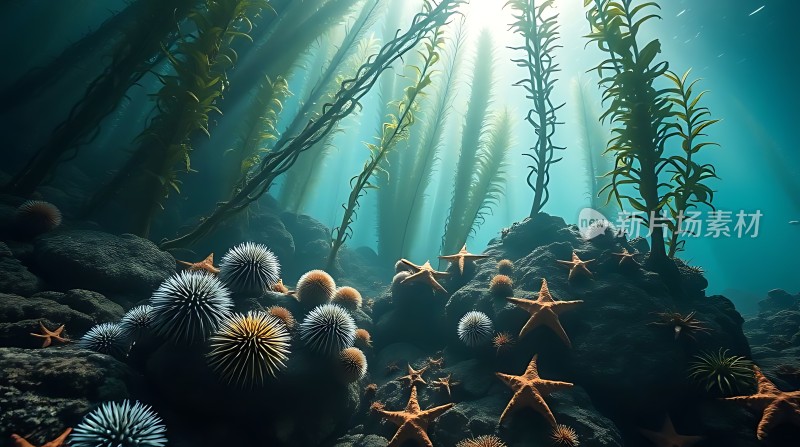 海底世界探秘海星与海胆共舞