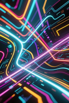 霓虹线条科技插画 霓虹线条科技插画