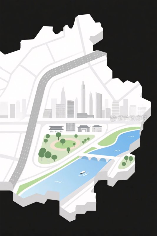 城市区域地图插画