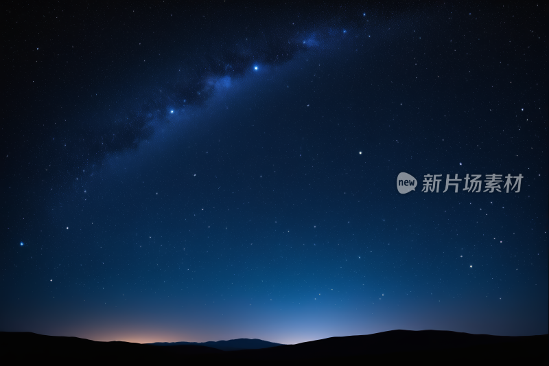 星空夜空一颗明亮的星星和遥远的地平线背景