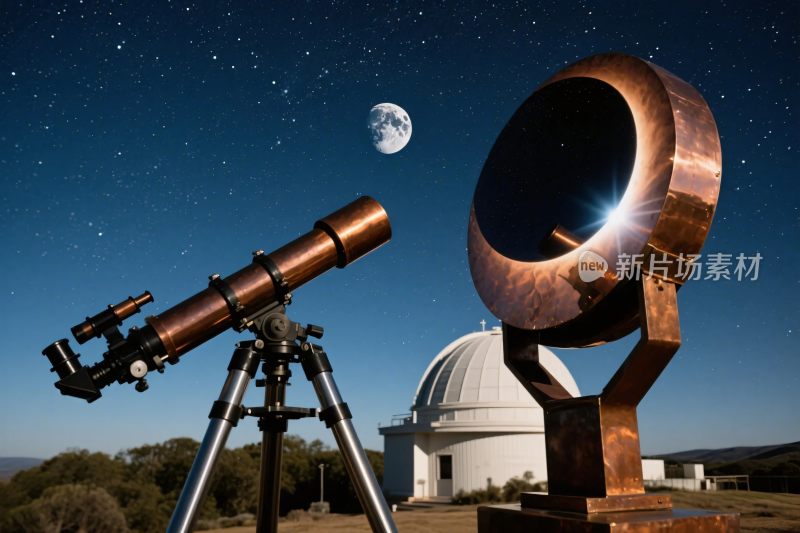 夜晚的天文观测设备